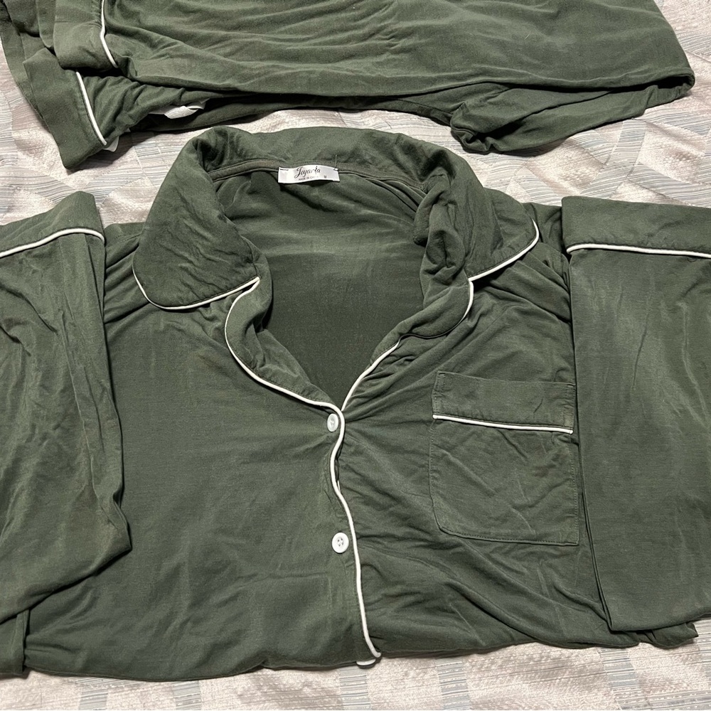 Joyaria Green Bamboo Viscose Pajama Set with Cozy Relaxed Fit
